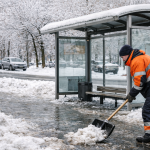 Хватит скользить: остановки чистят от снега и льда