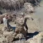 Подростки решили сократить путь и увязли в болоте