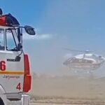 Вертолет МЧС доставил беременную женщину из отдаленного поселка в Караганду